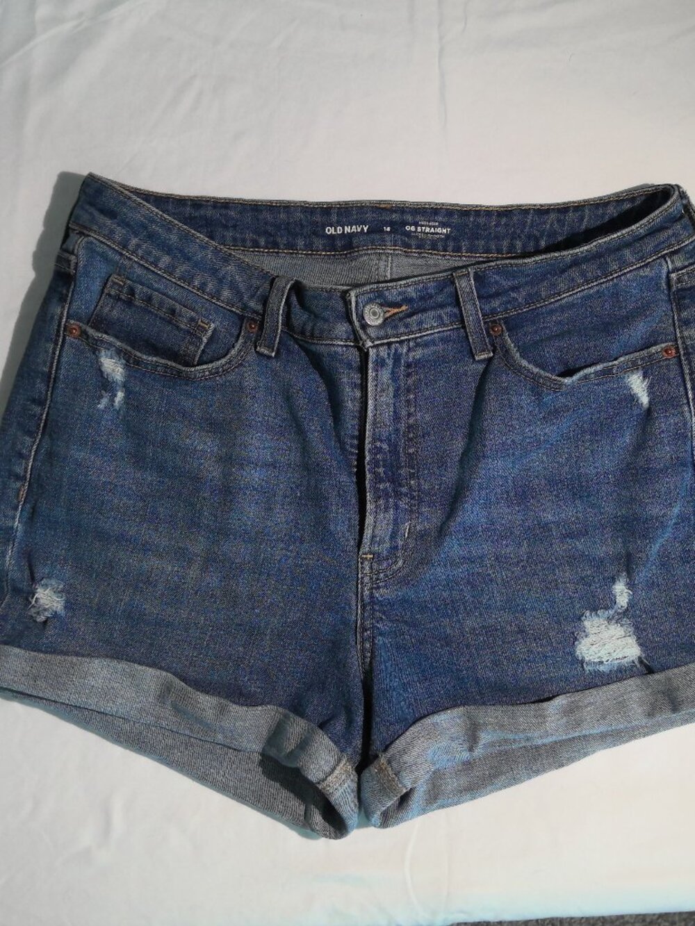 High-Rise Distressed Jean Shorts
